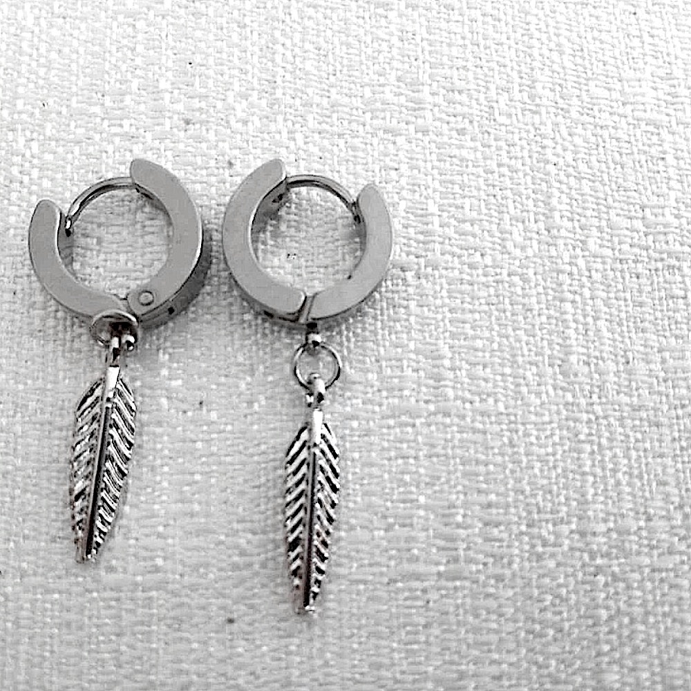 n e w | silver feather earrings